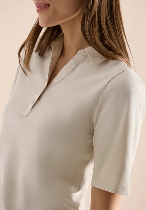 Basis polo met korte mouwen grain beige