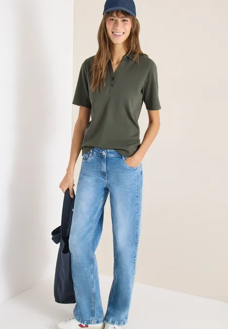 Polo basique à manches courtes khaki