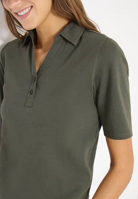 Polo basique à manches courtes khaki