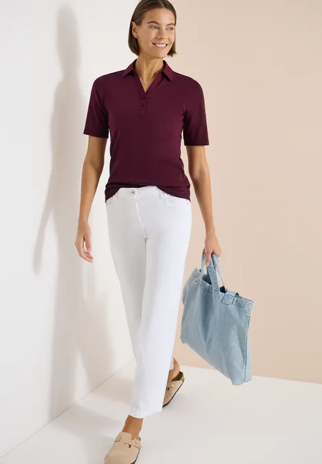 Basis polo met korte mouwen sweet grape red Basis polo met korte mouwen sweet grape red