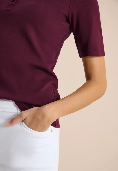 Basis polo met korte mouwen sweet grape red Basis polo met korte mouwen sweet grape red