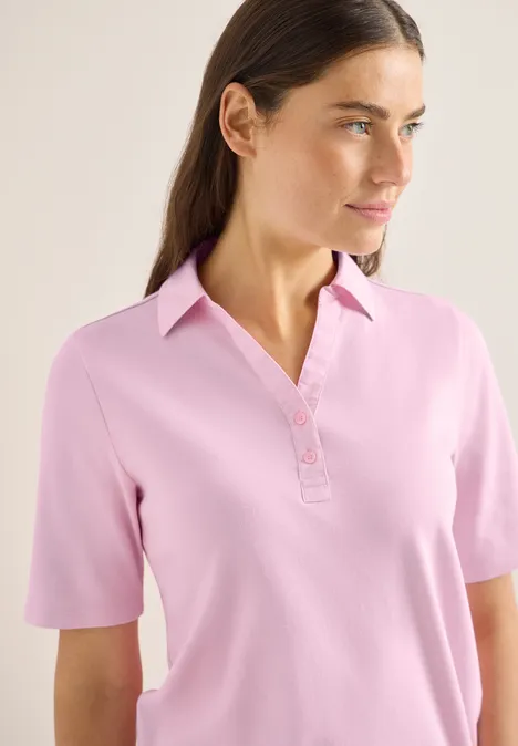 Basis polo met korte mouwen light blush rose