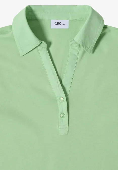 Basic Poloshirt mit Kurzarm juicy lime Grünes Poloshirt mit Kragen und drei Knöpfen, Etikett 'CECIL' am Nacken