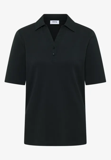 Basic Poloshirt mit Kurzarm palm breeze green Schwarzes Kurzarm-Poloshirt mit klassischem Kragen und Knopfleiste.