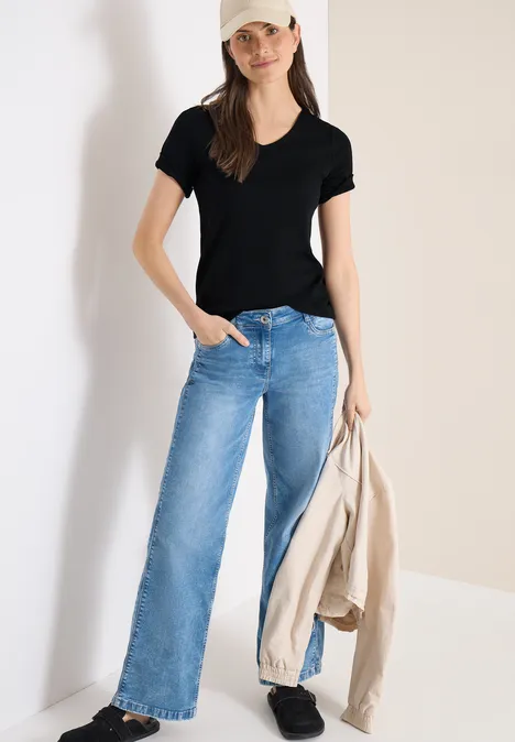 Basic katoenen shirt Black