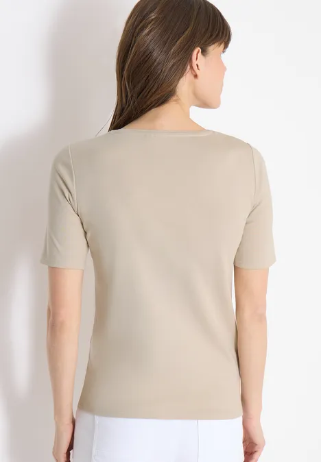 T-shirt basique en coton grain beige