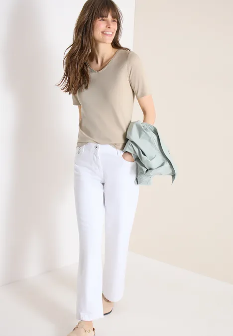 T-shirt basique en coton grain beige