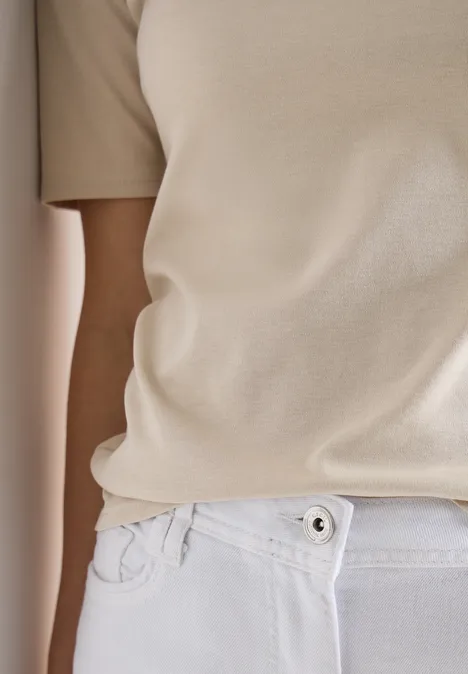 T-shirt basique en coton grain beige