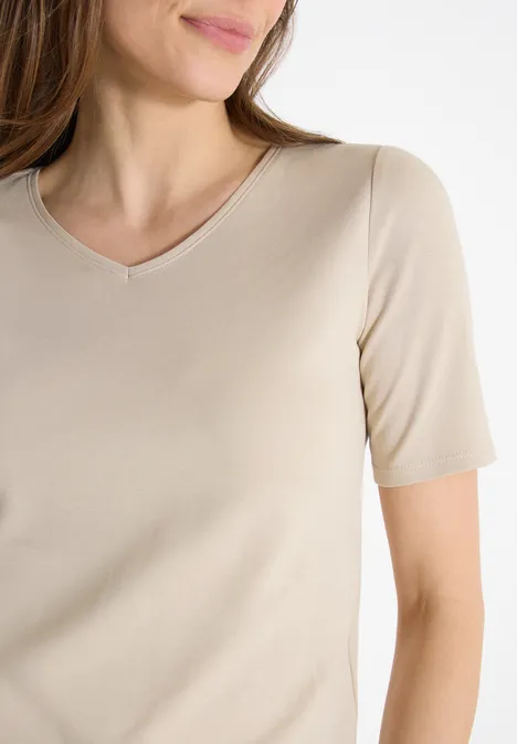 T-shirt basique en coton grain beige