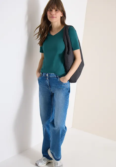 T-shirt basique en coton jungle green