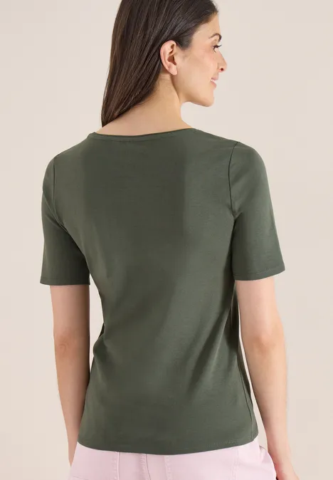 Basic katoenen shirt khaki