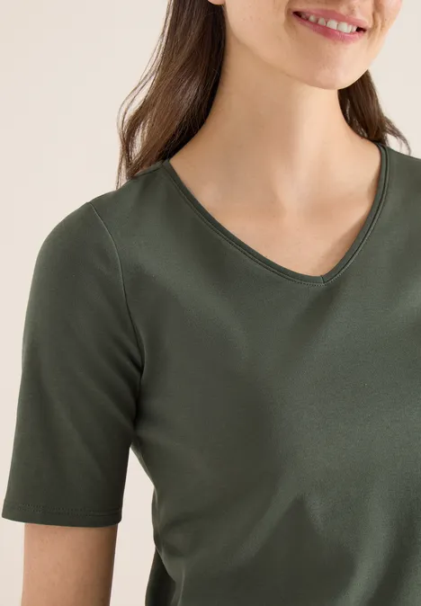 Basic katoenen shirt khaki