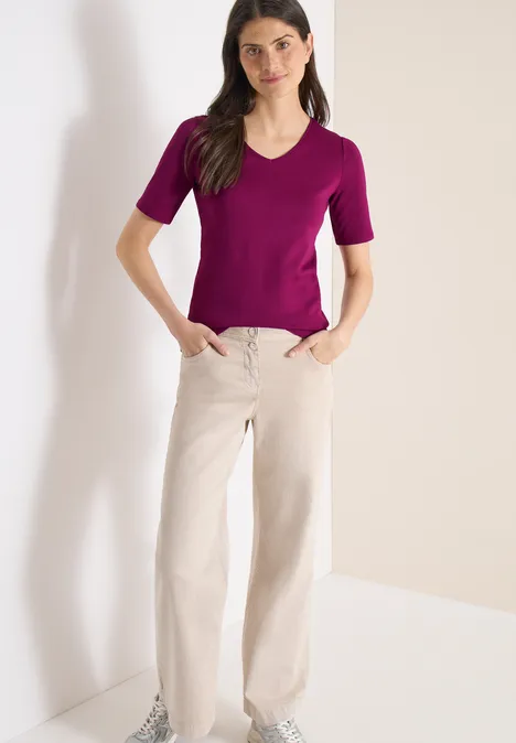 Basic koszulka bawełniana magenta purple