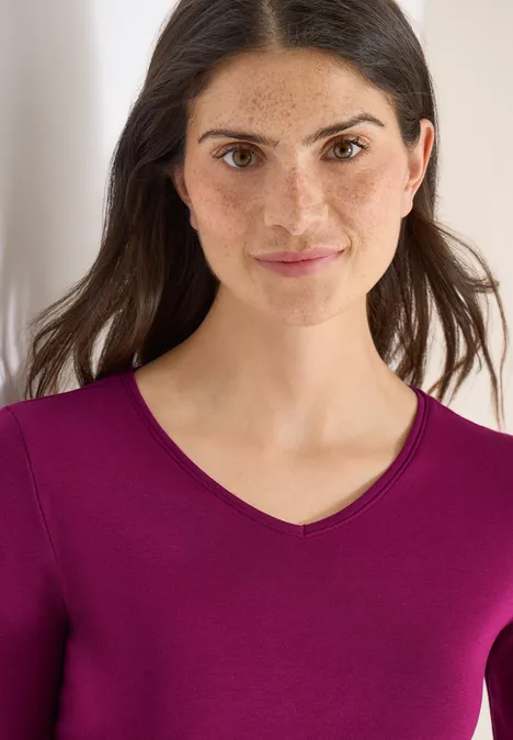 Basic koszulka bawełniana magenta purple