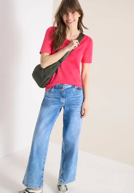 T-shirt basique en coton geranium red