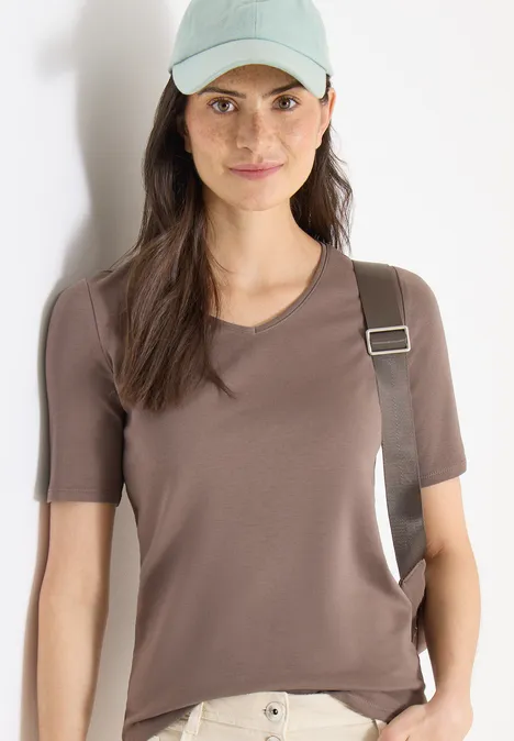 Basic katoenen shirt urban taupe