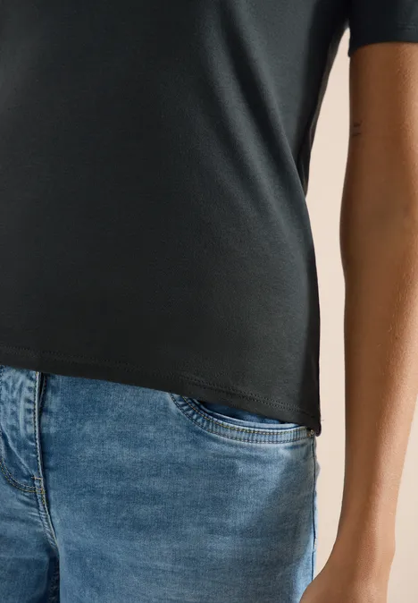 Basic katoenen shirt palm breeze green