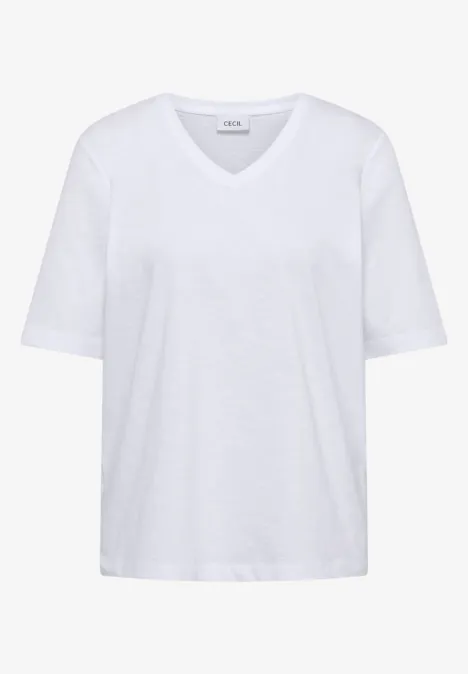T-shirt basique avec col en V White