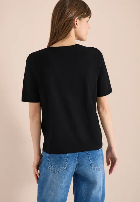 Basic Shirt met V-hals Black