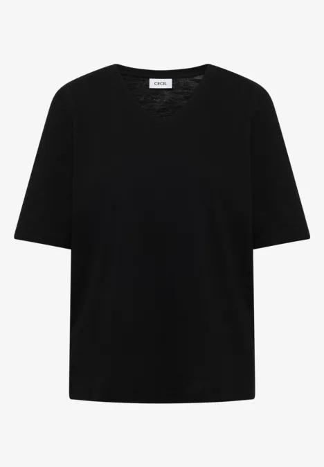 Basic Shirt met V-hals Black