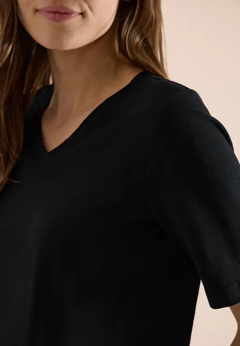 Basic Shirt met V-hals Black