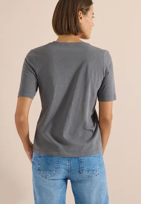 T-shirt basique avec col en V graphite light grey