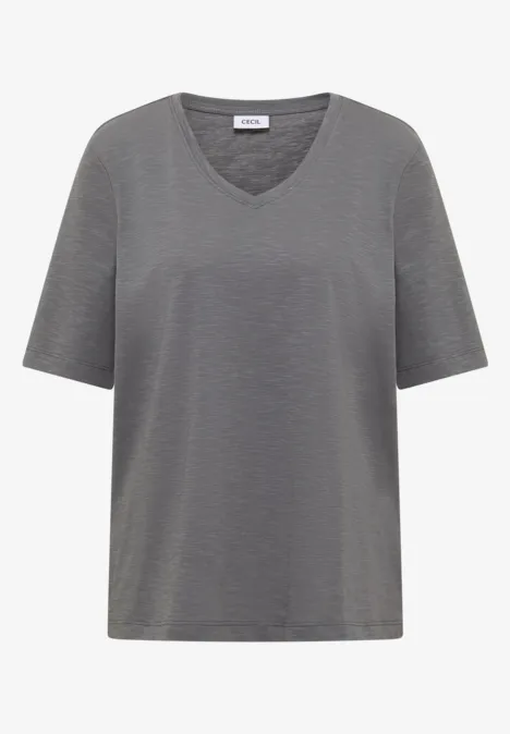 Basic Shirt met V-hals graphite light grey
