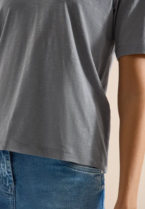 T-shirt basique avec col en V graphite light grey