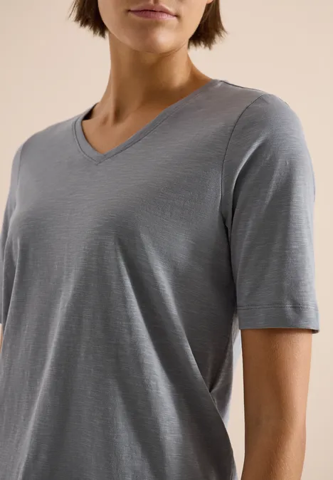T-shirt basique avec col en V graphite light grey
