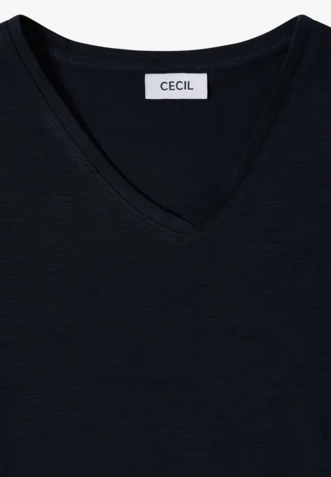Basic T-Shirt mit V-Neck universal blue