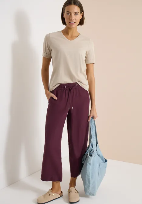 T-shirt basique avec col en V grain beige