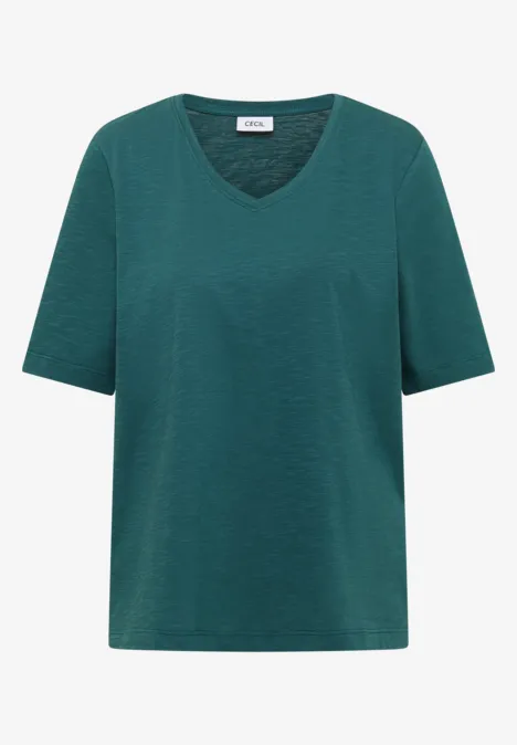 Basic Shirt met V-hals jungle green
