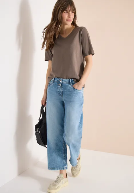 Basic Shirt met V-hals urban taupe