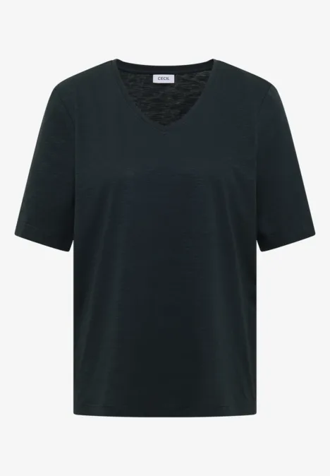 T-shirt basique à col V deep petrol blue Schlichtes schwarzes V-Ausschnitt-T-Shirt mit kurzen Ärmeln.
