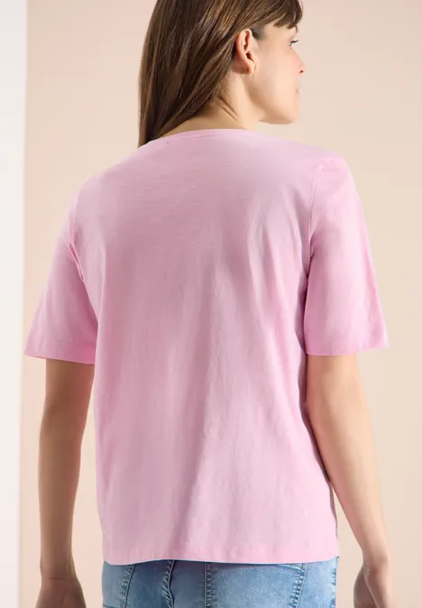 T-shirt basique avec col en V light blush rose