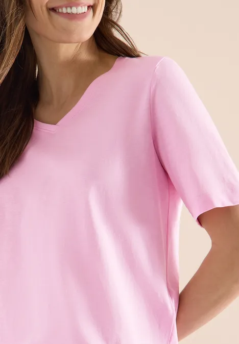 T-shirt basique avec col en V light blush rose