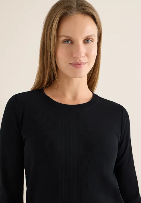 Rippsthirt in Unifarbe Black Rippsthirt in Unifarbe Black