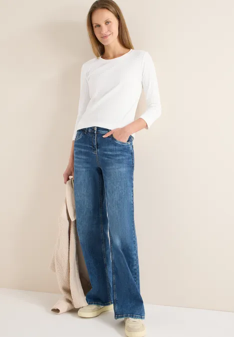 Rippsthirt in Unifarbe vanilla white