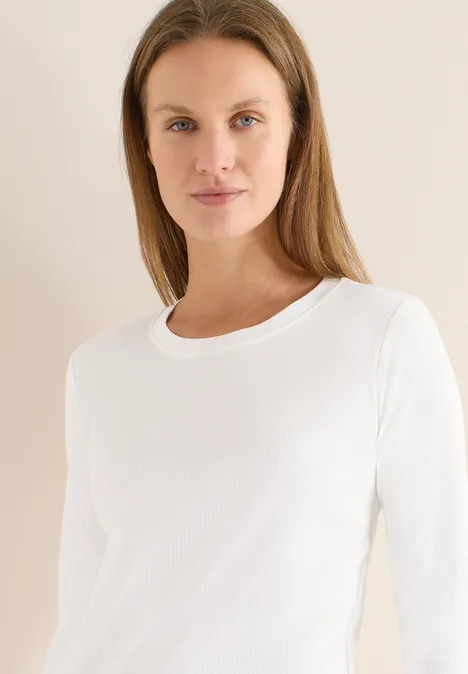 Rippsthirt in Unifarbe vanilla white