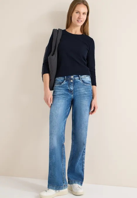 Geribd overhemd in effen kleur universal blue Geribd overhemd in effen kleur universal blue