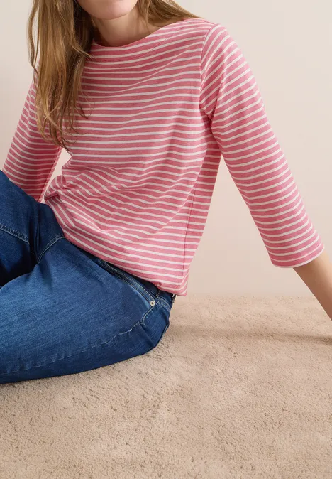 T-shirt à rayures geranium red