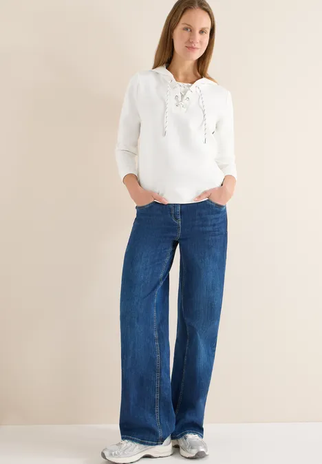 Hoodie shirt met touwtjes vanilla white