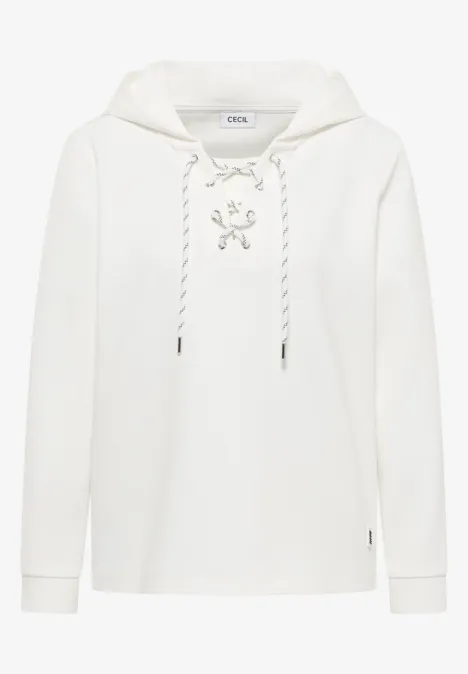 Hoodie shirt met touwtjes vanilla white