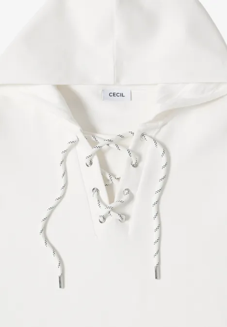Hoodie shirt met touwtjes vanilla white