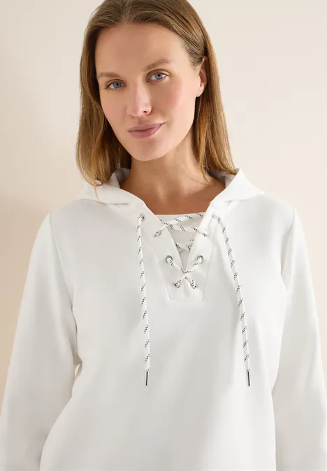 Hoodie shirt met touwtjes vanilla white