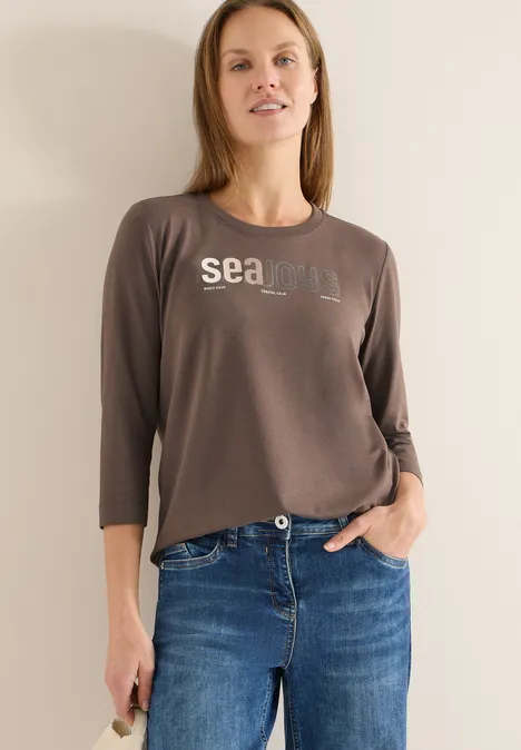 Shirt met print aan de voorkant urban taupe Shirt met print aan de voorkant urban taupe