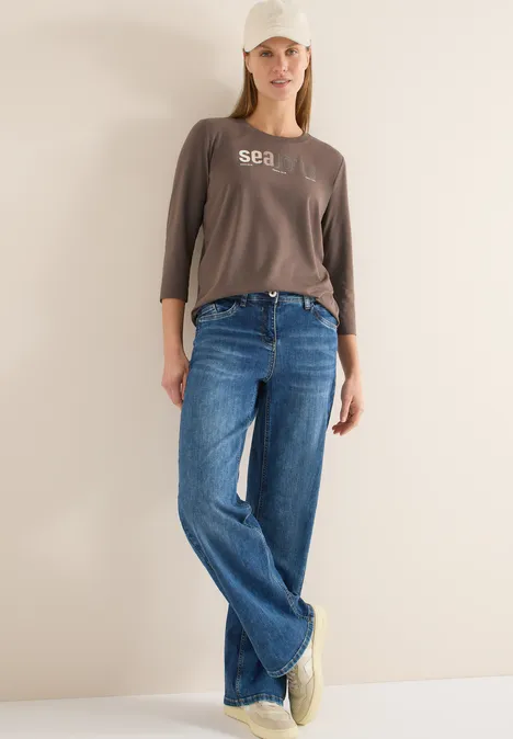 Shirt met print aan de voorkant urban taupe Shirt met print aan de voorkant urban taupe