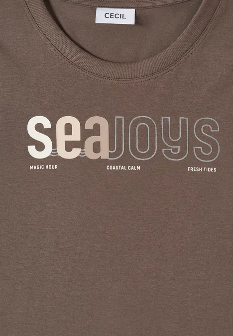 Shirt met print aan de voorkant urban taupe Shirt met print aan de voorkant urban taupe