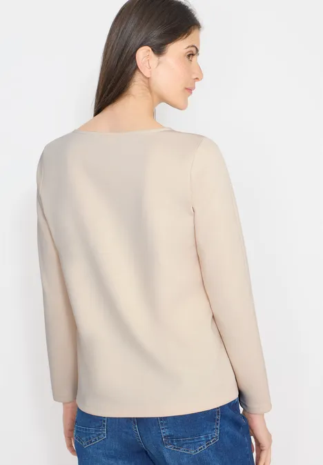 Shirt met borduursel pearl beige