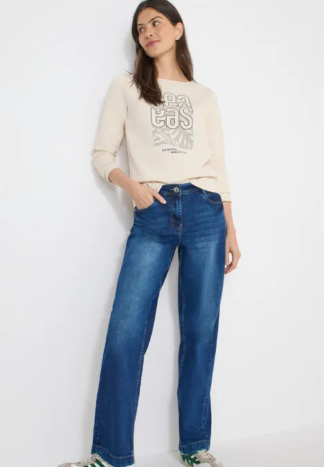 Shirt met borduursel pearl beige